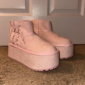 Sugar Thrillz Pink Platform Ankle Boots